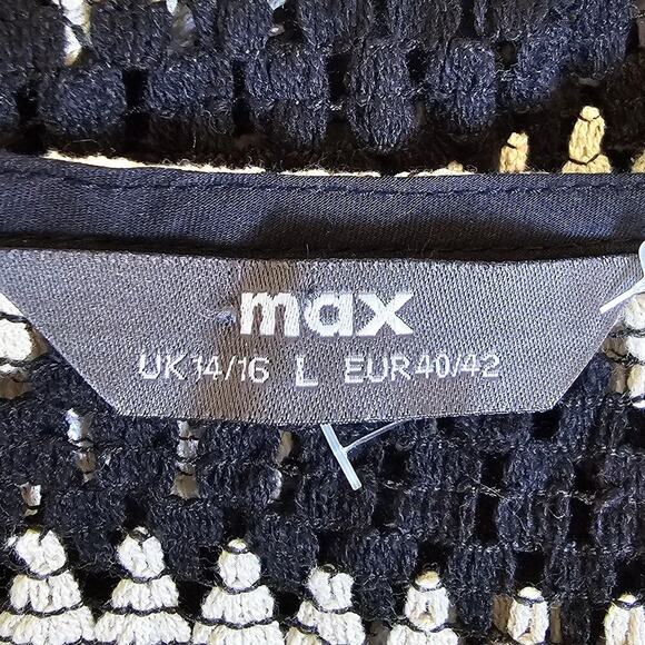 Max Textured Open Front Kimono Shrug Black / Cream Size L NWOT - Picture 7 of 8